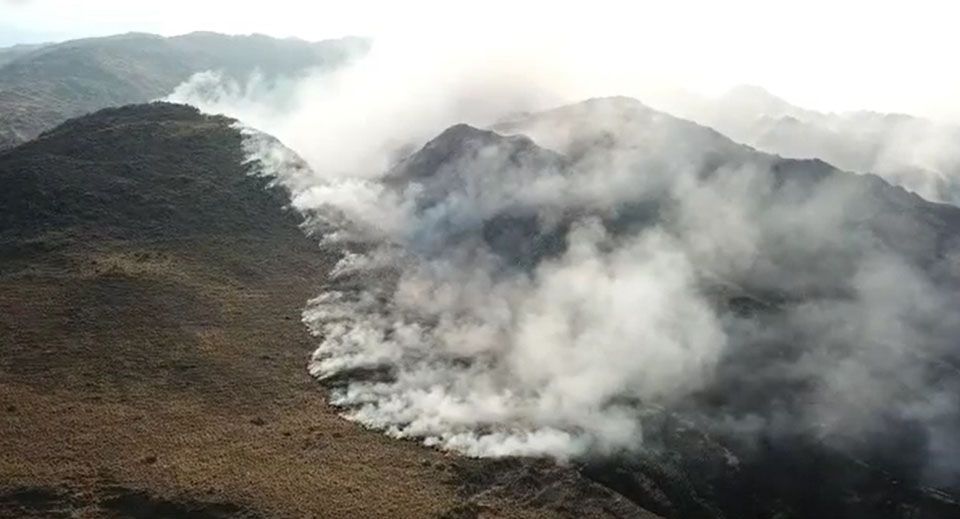 Incendio en los cerros, producto de la sequía que atravesó Tucumán durante el 2020.